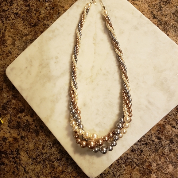 Vintage Multi Strand Fresh Water Faux Pearl Necklace Unique Mid Century Classic - Picture 14 of 16